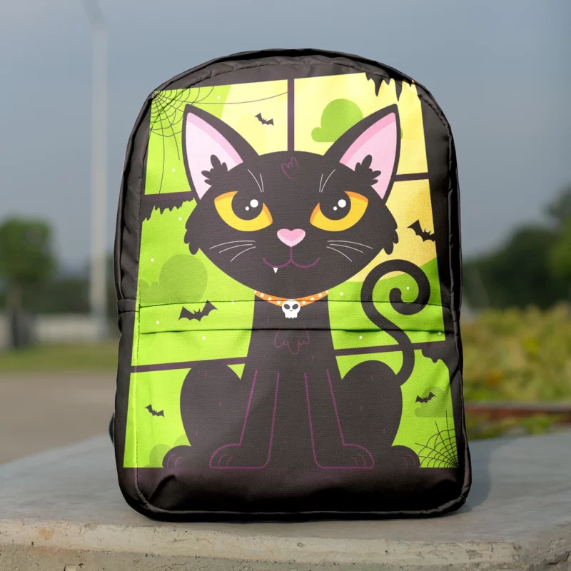Hand-Drawn Flat Halloween Cat Backpack