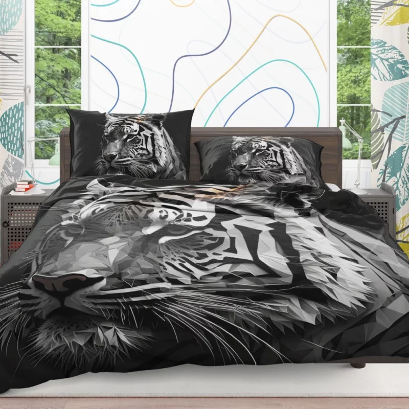 Modest Polygon Tiger Illustration Bedding Set