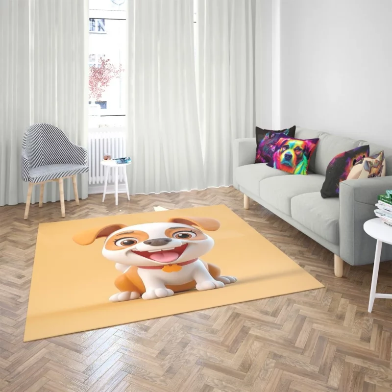 Smiling Cartoon Dog Print Rug 2