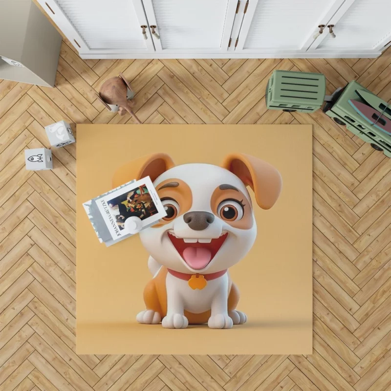 Smiling Cartoon Dog Print Rug