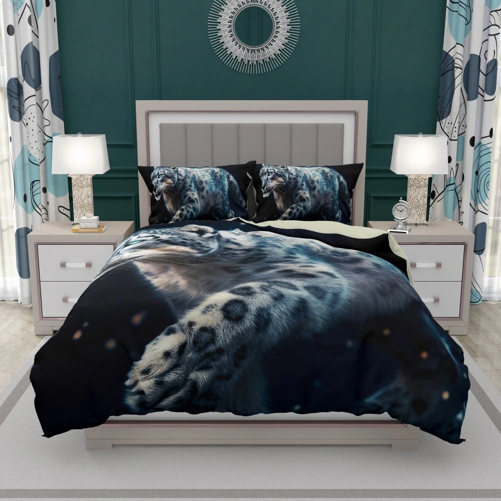Snow Leopard with Blue Eyes Bedding Set 1