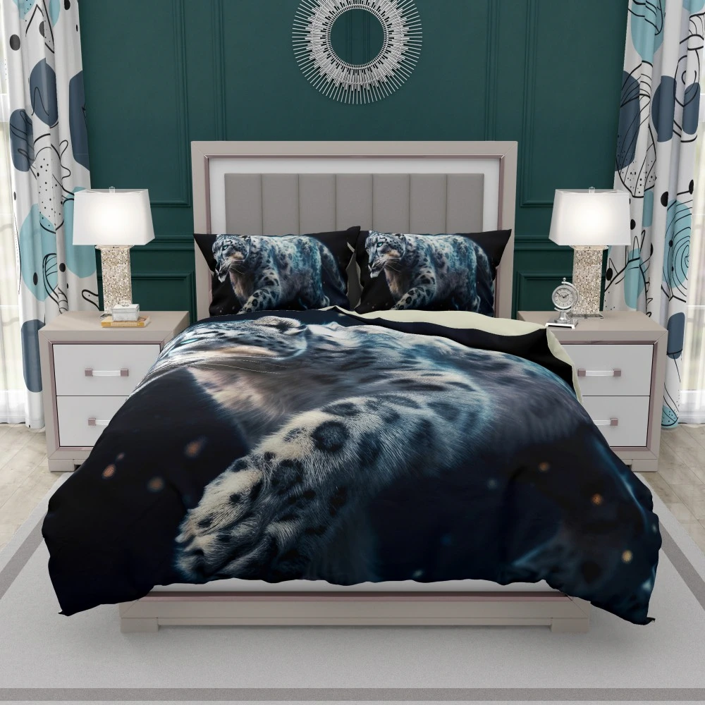 What is the Comforter ( Duvet ) ? 4 Snow Leopard with Blue Eyes Bedding Set 1