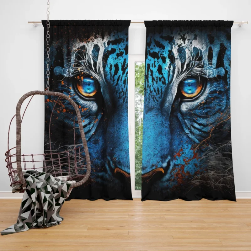 Symbolic Tiger Rage Art Window Curtain