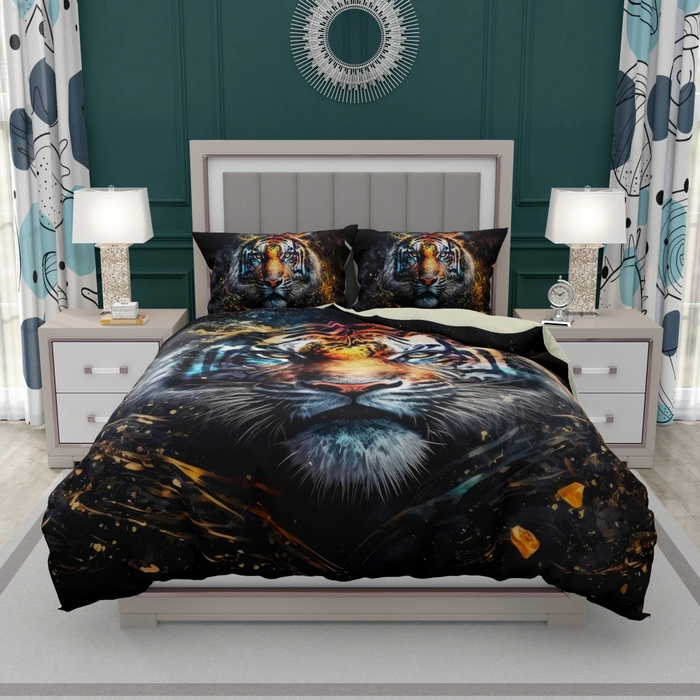 What is the Comforter ( Duvet ) ? 3 Tiger Face Digital Art Style Bedding Set 1