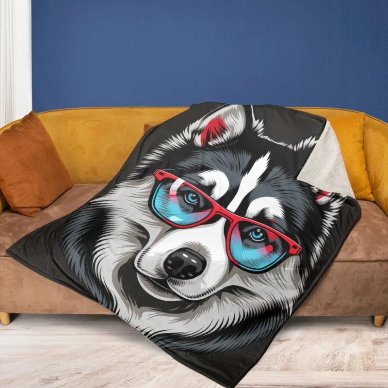 Whimsical Doggie Drawing Portrait Fleece Blanket 1
