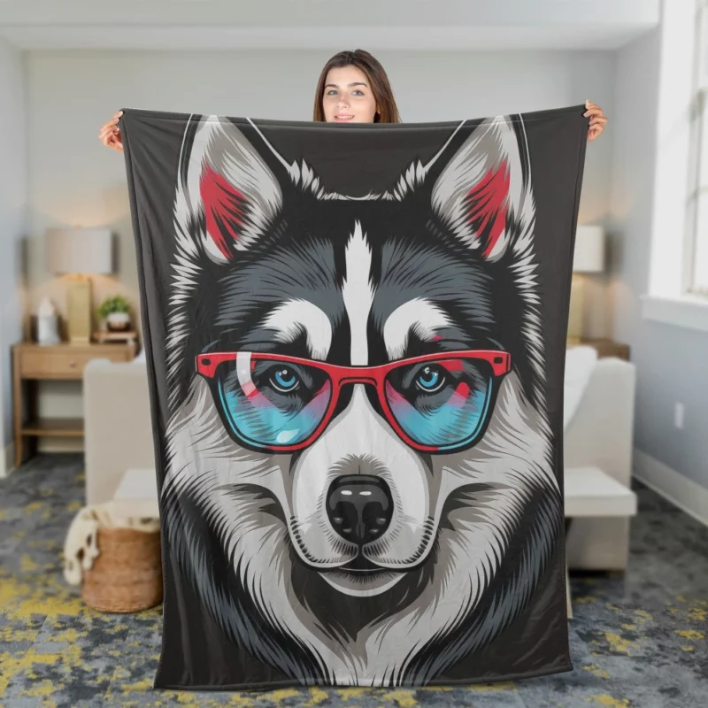 Whimsical Doggie Drawing Portrait Fleece Blanket 2