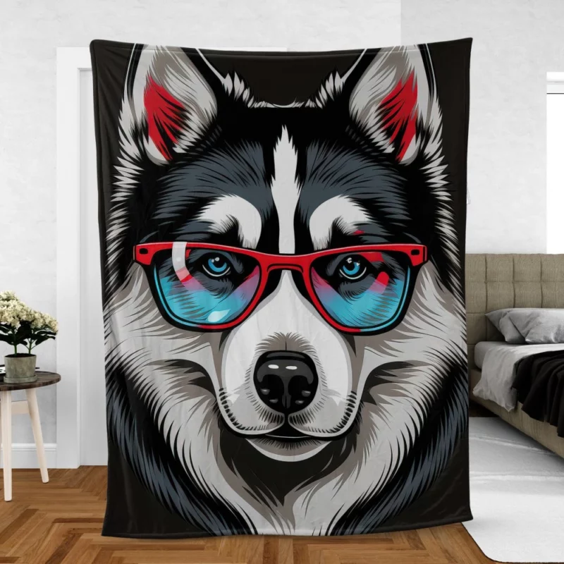 Whimsical Doggie Drawing Portrait Fleece Blanket