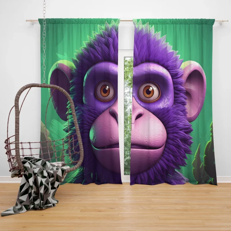 3D Cyber Monkey Portrait Window Curtain