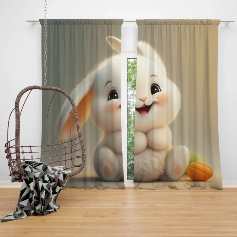 Adorable Bunny Artwork Window Curtain