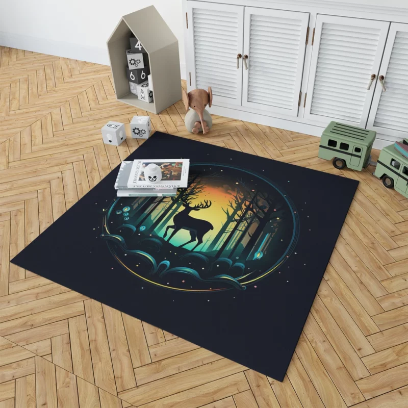 Adorable Deer Portrait Rug 1