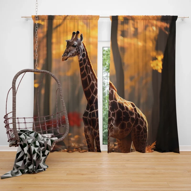 Animals in the Autumn Forest Window Curtain