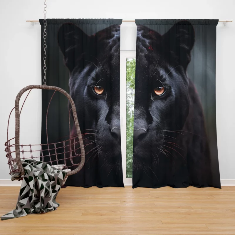 Black Panther Portrait Window Curtain