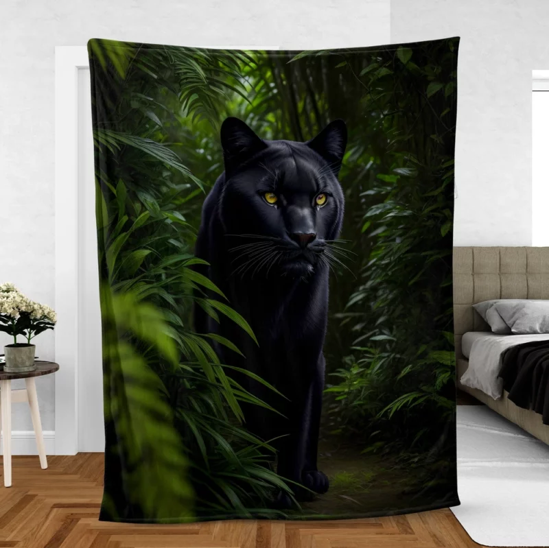 Black Panther in Forest Fleece Blanket