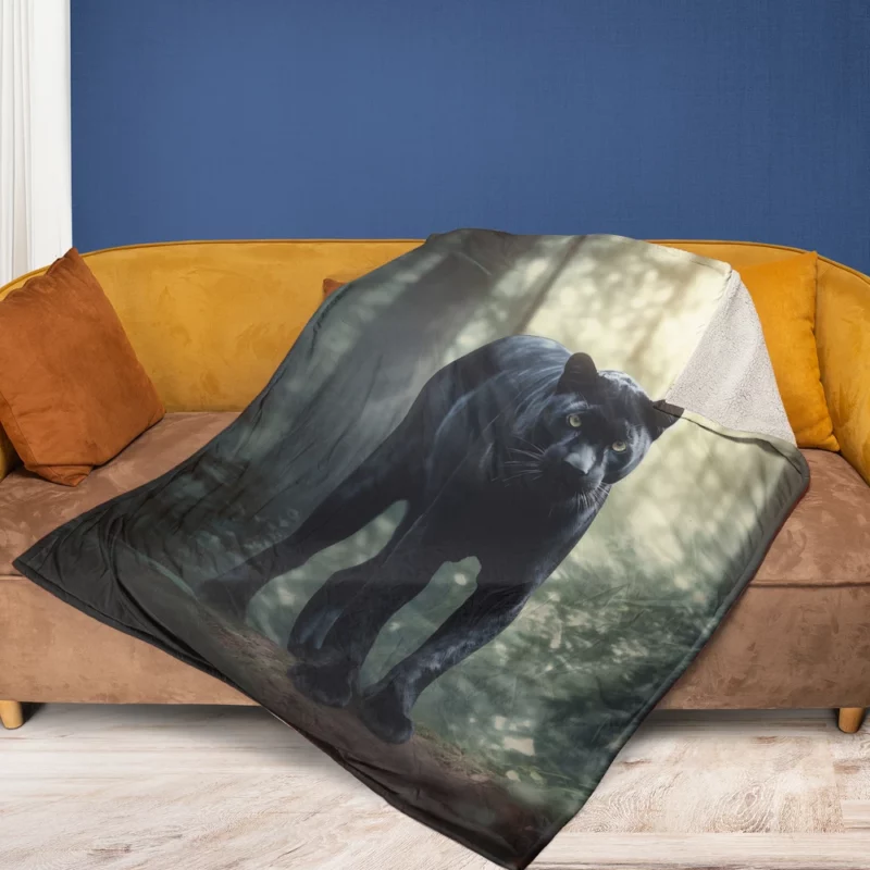 Black Panther in the Wild Fleece Blanket 1