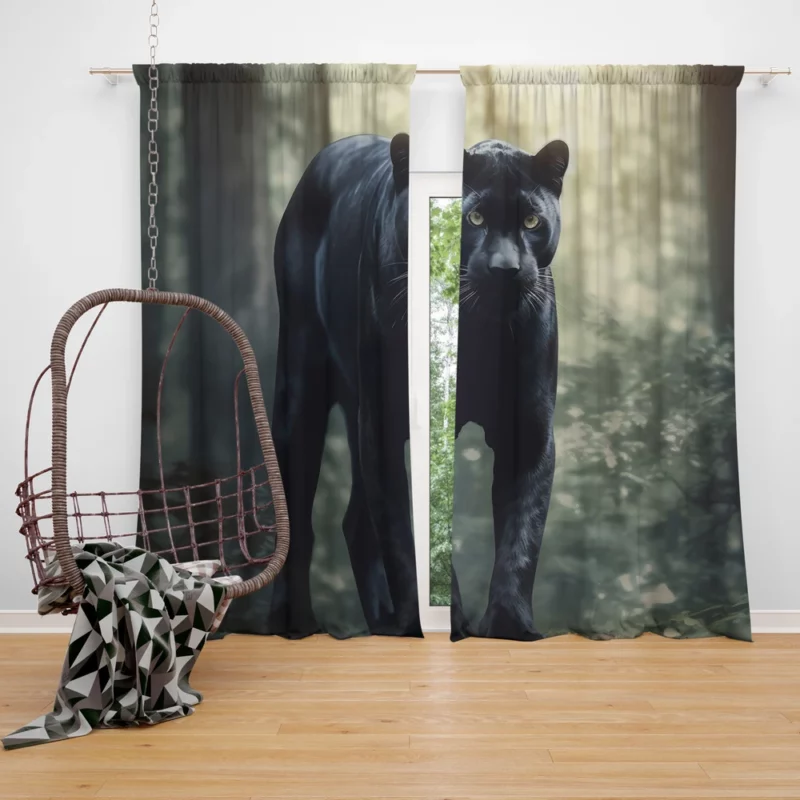 Black Panther in the Wild Window Curtain