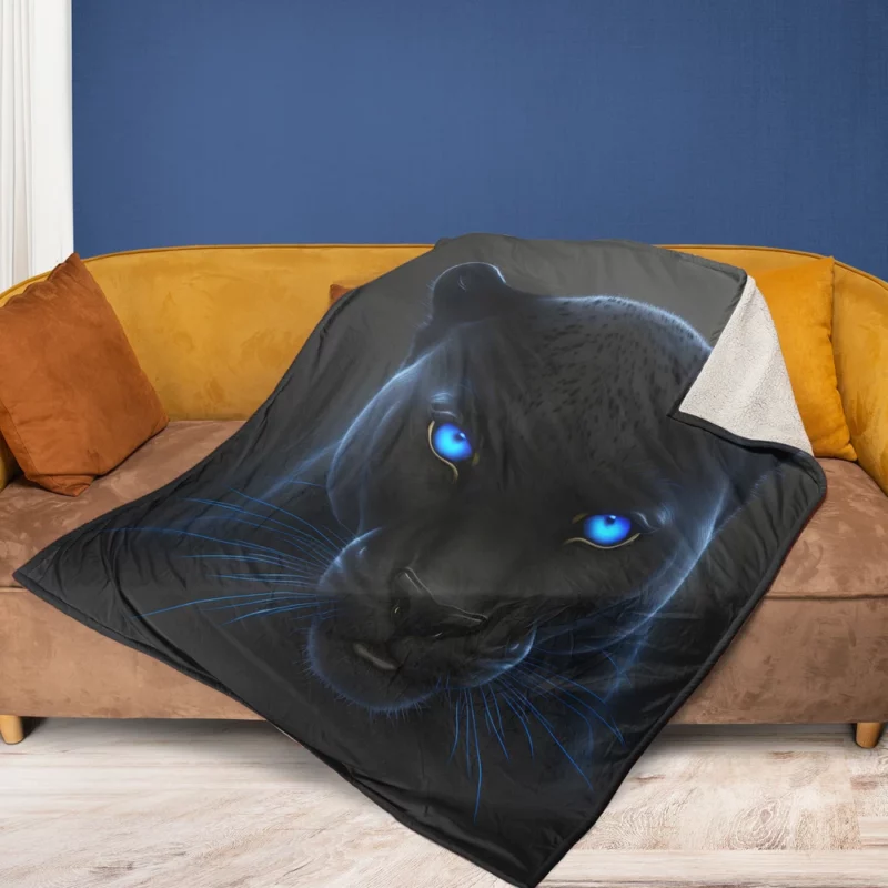 Black Panther on Black Background Fleece Blanket 1