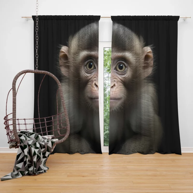 Chimpanzee Portrait Window Curtain