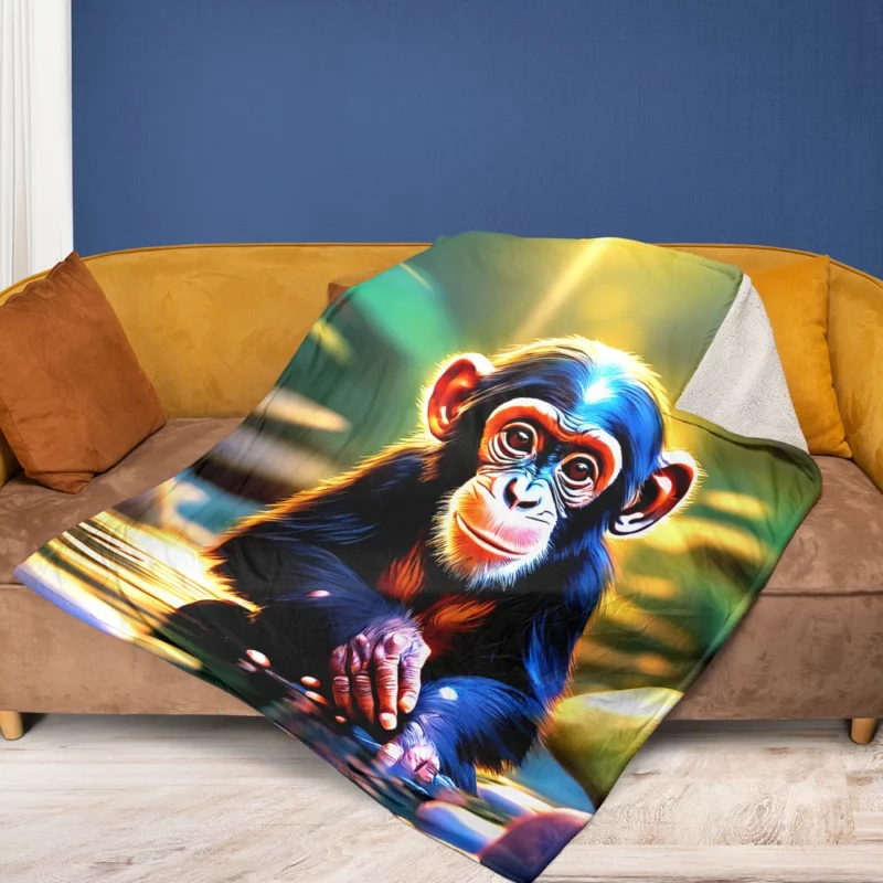 Chimpanzee Waterside Reverie Fleece Blanket 1