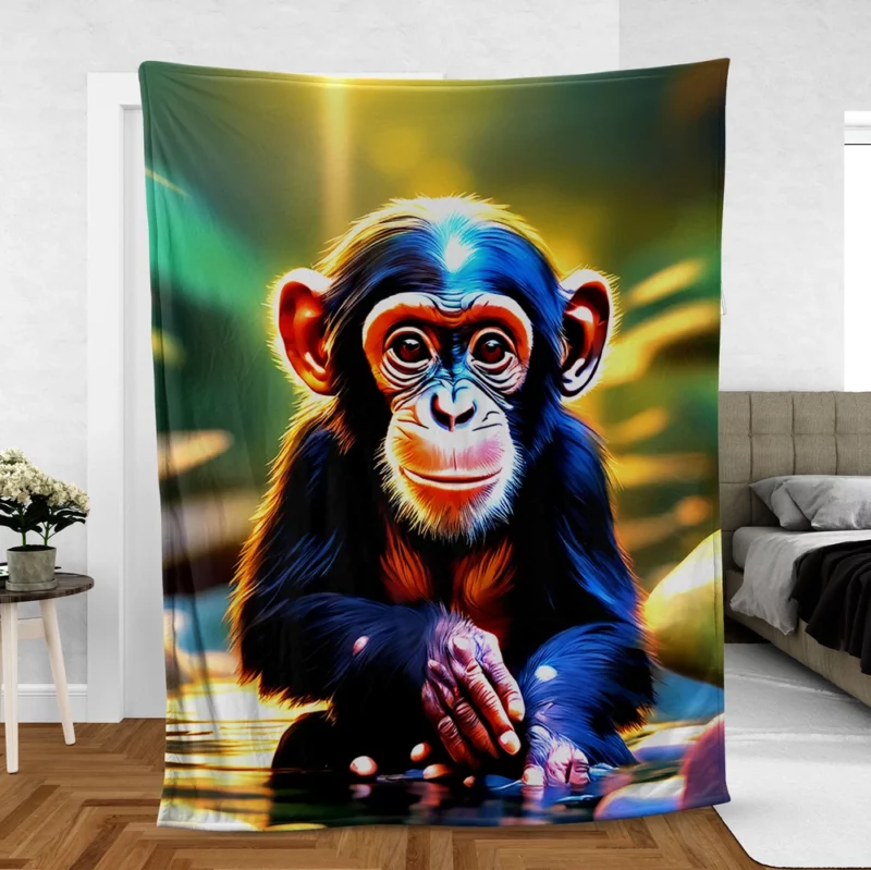 Chimpanzee Waterside Reverie Fleece Blanket