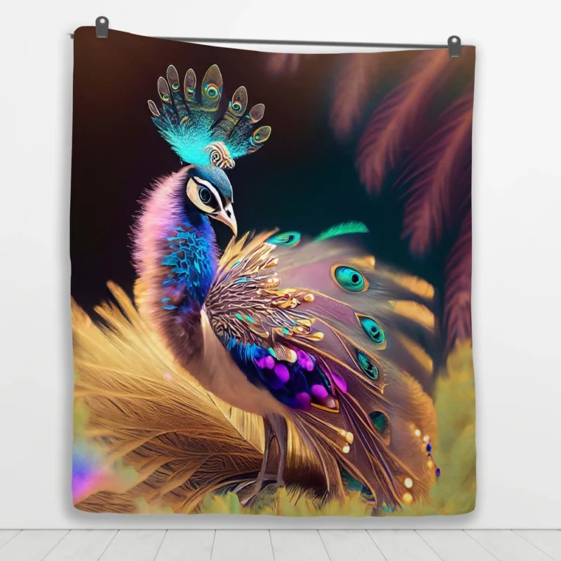Colorful Baby Peacock Feathers Quilt Blanket 1