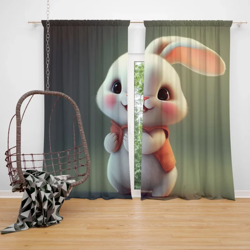 Cute Cartoon Bunny Window Curtain