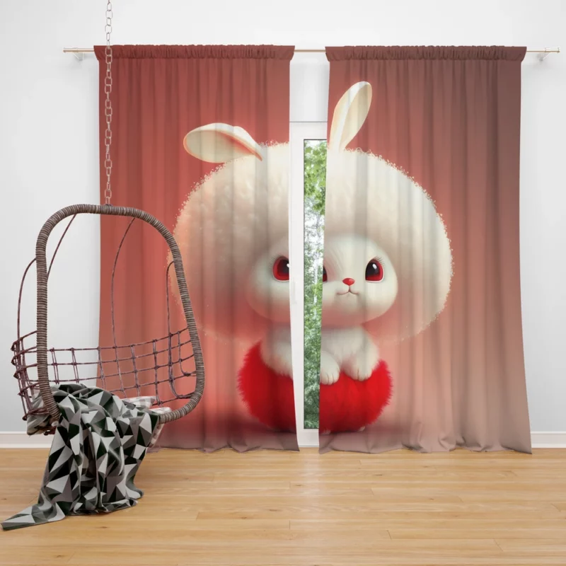 Cute Cartoon Rabbit Window Curtain