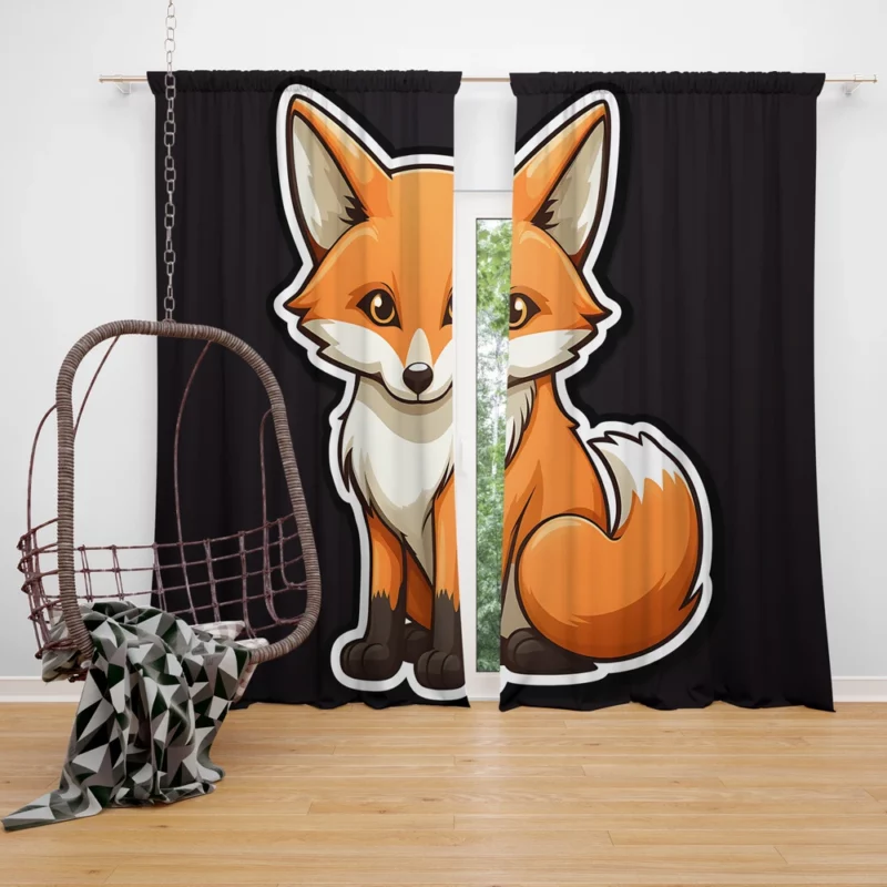 Cute Smiling Fox Sticker Window Curtain