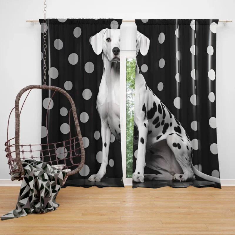 Dalmatian Dog Jumping Window Curtain