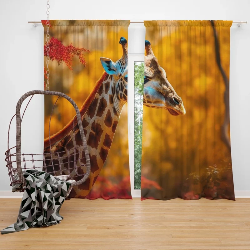 Elegant Giraffe Generated by AI Window Curtain