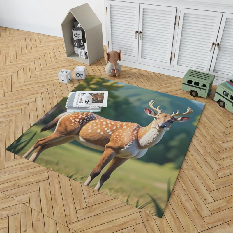 Endangered Grace A Sika Deer in the Forest Rug 1