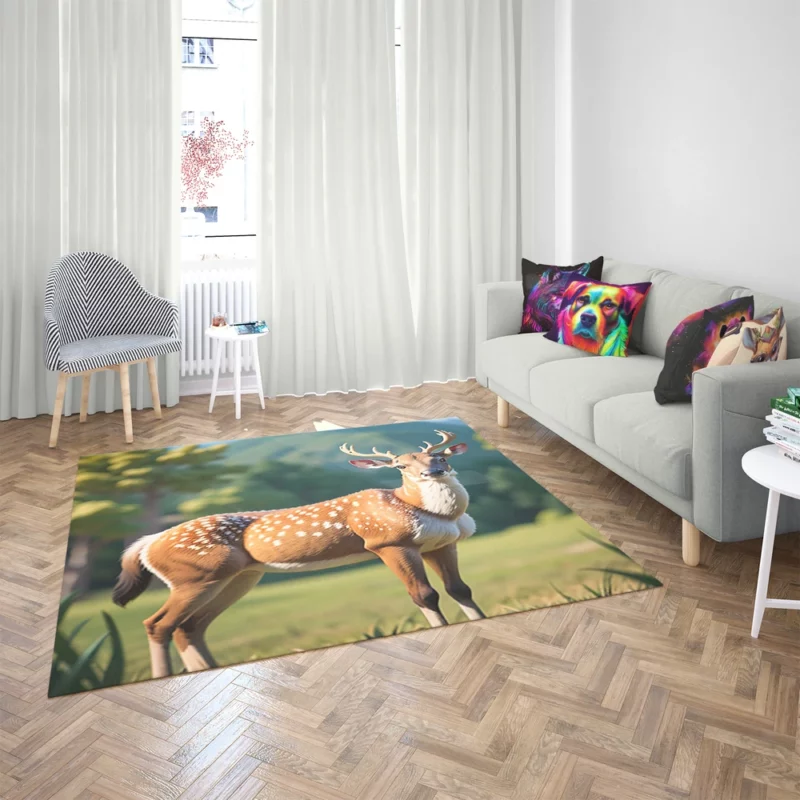 Endangered Grace A Sika Deer in the Forest Rug 2