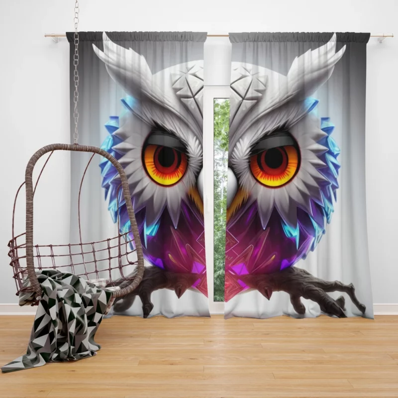 Ethnic Owl Design Window Curtain