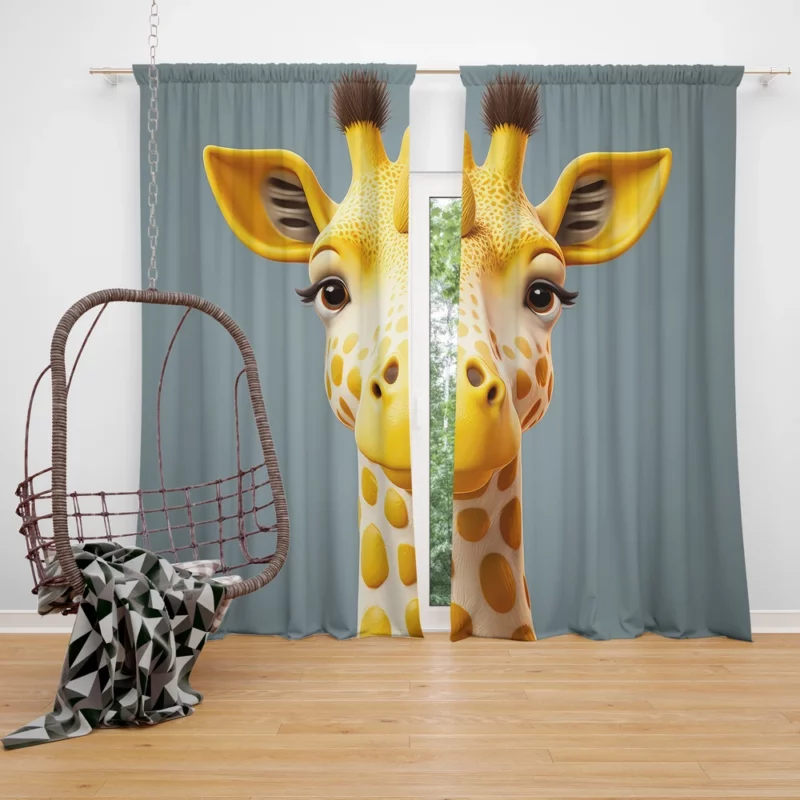 Fantastical Horned Giraffe Window Curtain