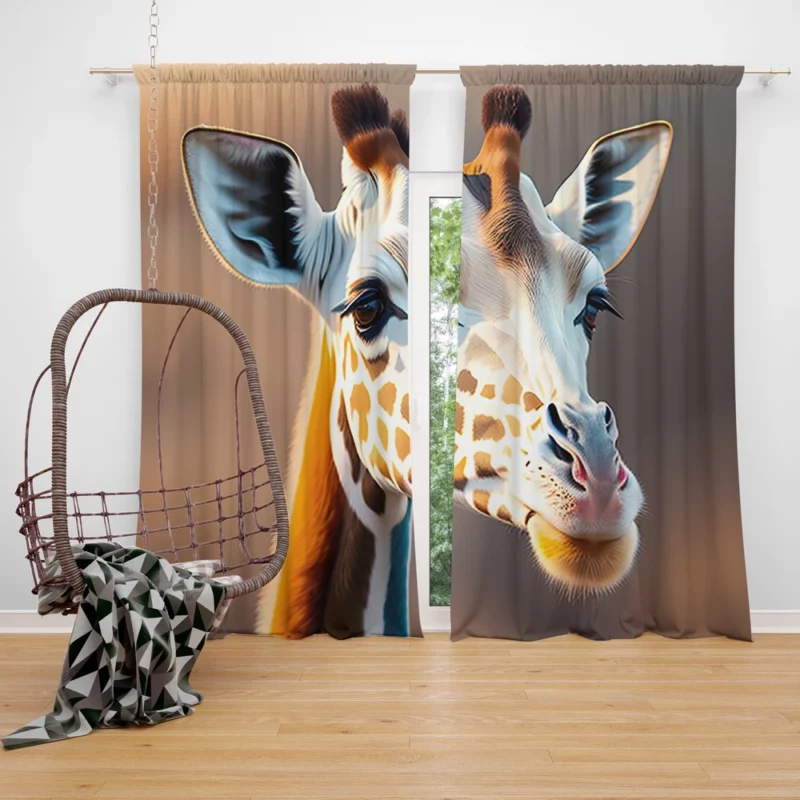 Giraffe Wearing a Scarf Window Curtain