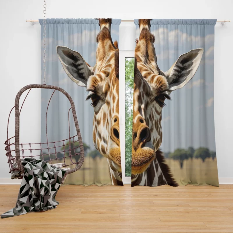 Giraffe in the Jungle Window Curtain