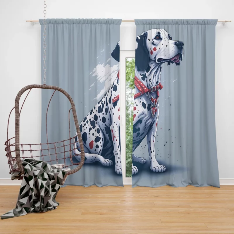 Gritty Dalmatian Dog Artwork Window Curtain