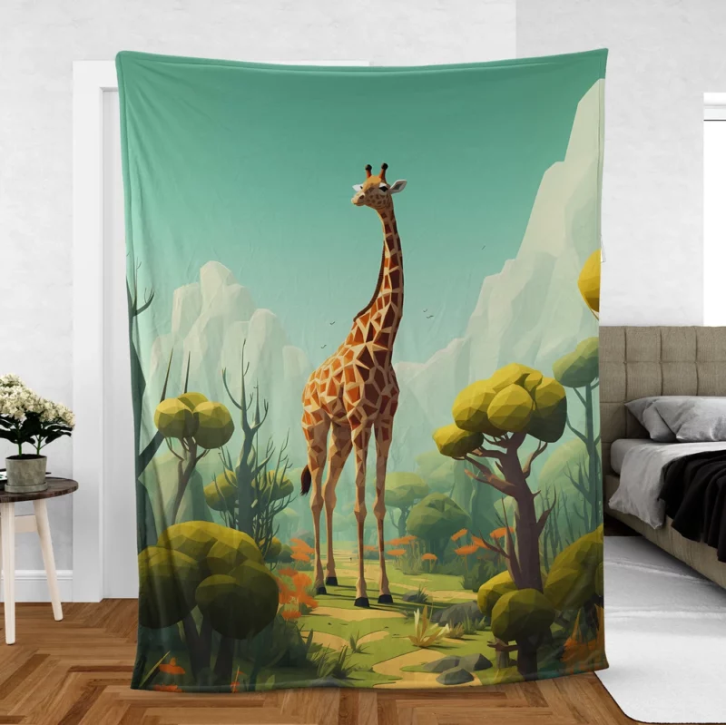 Isometric Giraffe Illustration Fleece Blanket