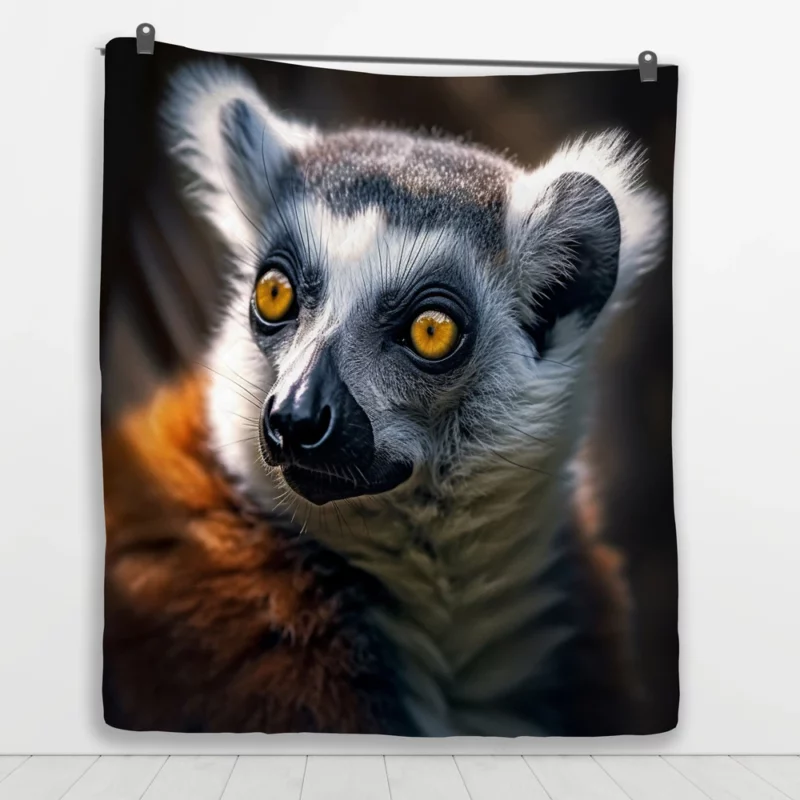Luminous Lemur Portrait Quilt Blanket 1