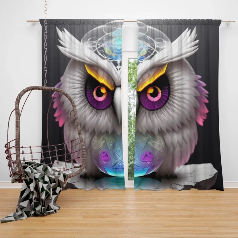 Magic Owl Mandala Window Curtain