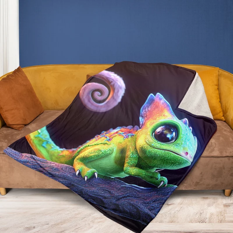 Magical Colored Lizard Fleece Blanket 1