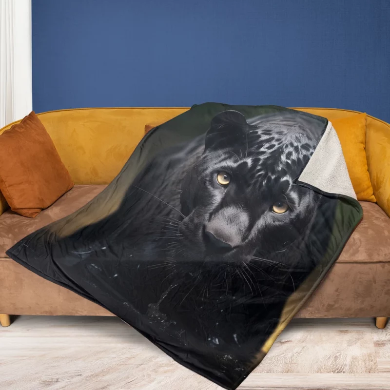 Majestic Black Panther Portrait Fleece Blanket 1