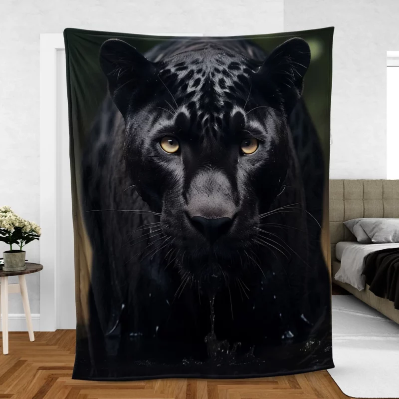Majestic Black Panther Portrait Fleece Blanket