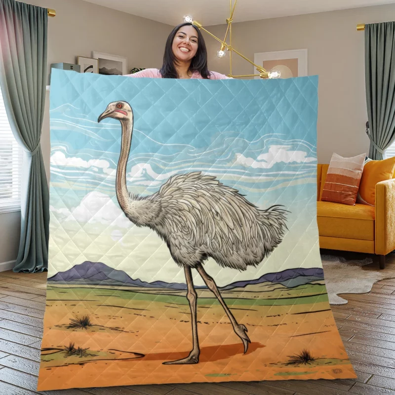 Ostrich Strutting Contour Quilt Blanket