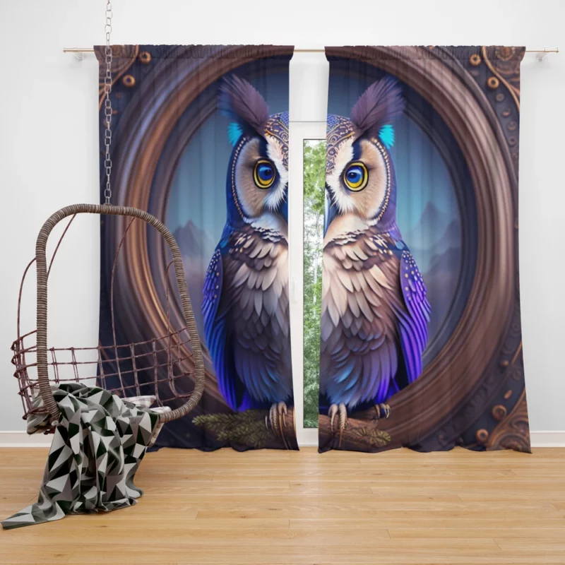Owl Portrait Window Curtain