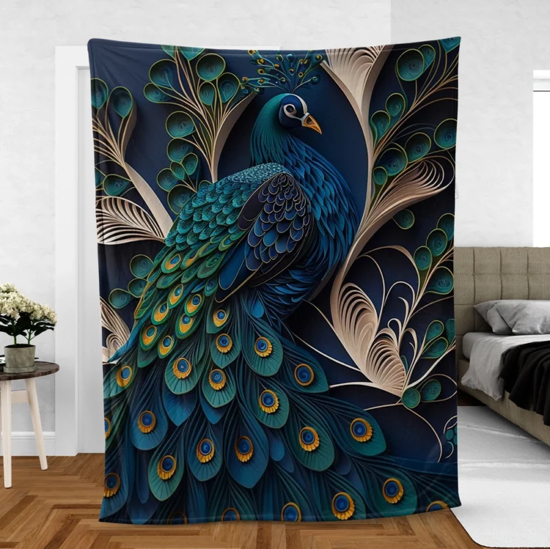 Peacock Artwork Fleece Blanket