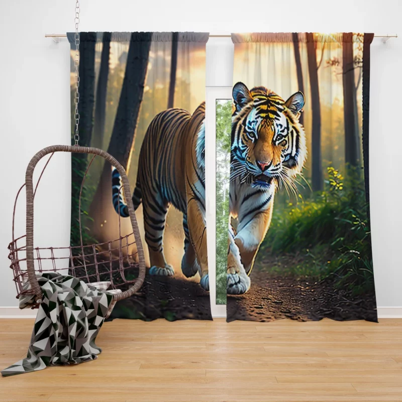 Photographic Bengal Tiger Mid-run Window Curtain