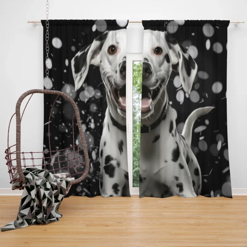 Playful Jumping Dalmatian Window Curtain