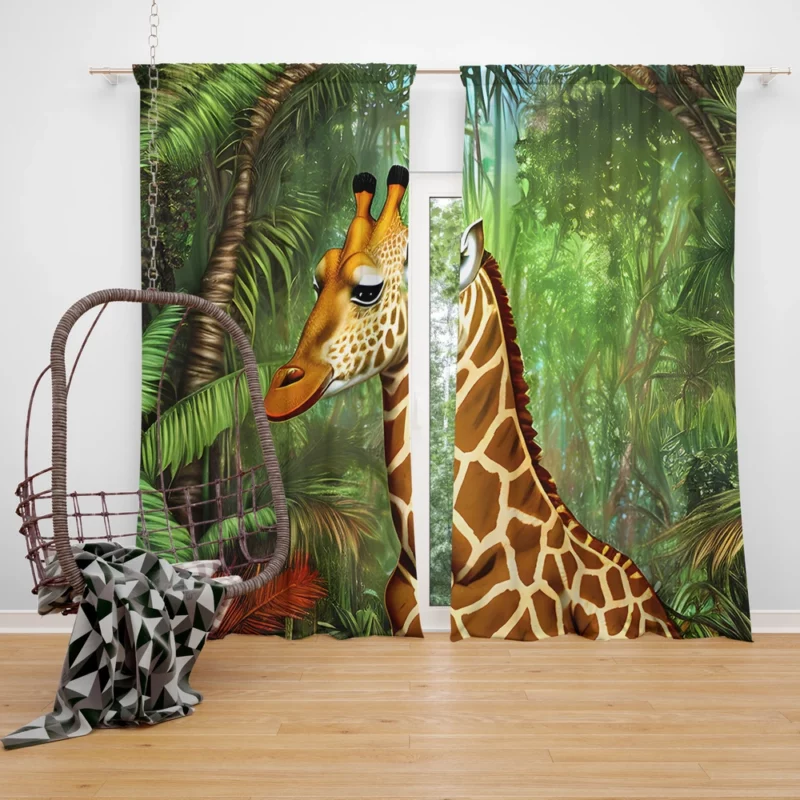 Psychedelic Giraffe Artwork Window Curtain