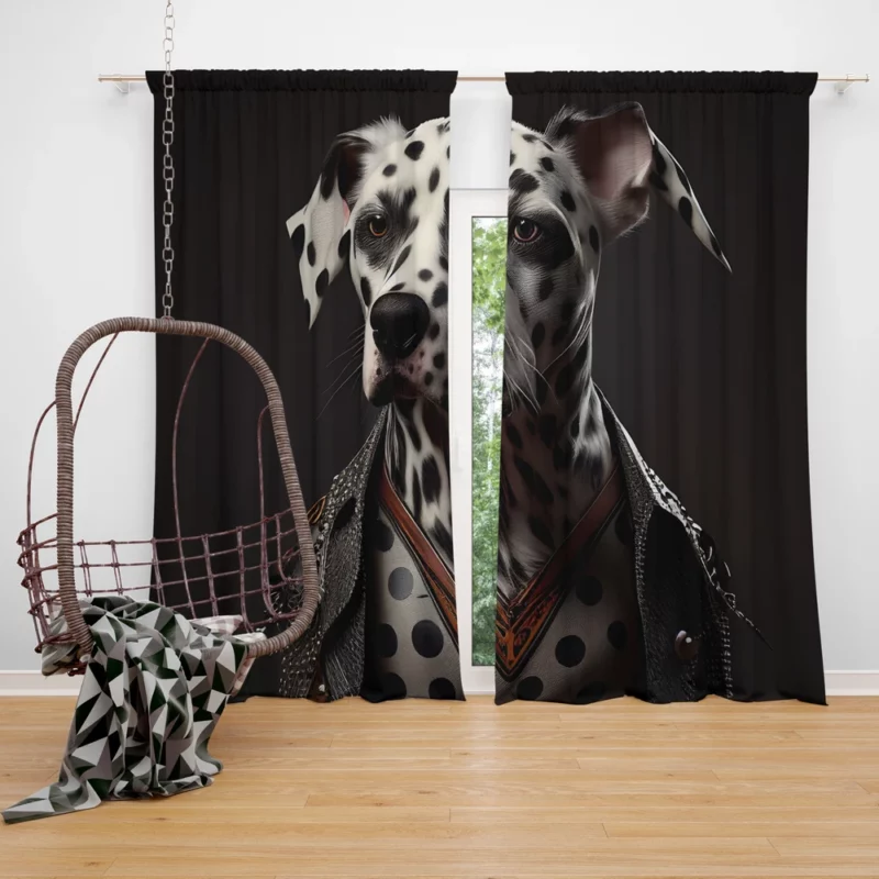 Punk Rock Dalmatian Puppy Window Curtain