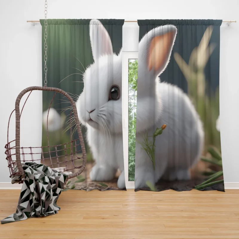Rabbit With Carrot Animation Window Curtain